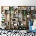 Стеллаж для зонирования из дуба на металлическом каркасе в стиле Loft R49-227