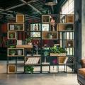 Стеллаж для зонирования из дуба на металлическом каркасе в стиле Loft R49-227