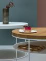 Круглый стол с полкой в стиле Loft (с дубовой столешницей) R43-303