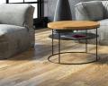 Круглый стол с полкой в стиле Loft (с дубовой столешницей) R43-303